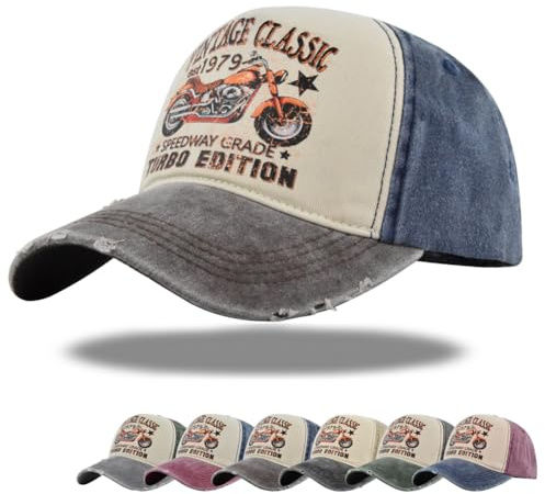 YULOONG Gorra de béisbol Retro clásico Gorra Deportiva al Aire Libre Retro Gorra de Sol de Motocicleta 100% algodón para Hombres y Mujeres A