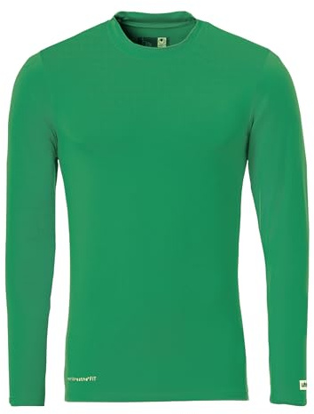 uhlsport Baselayer Football Manches Longues Gilet sous Couche Top Gilet de Compression Chemise Fonctionnelle Manches Longues pour Football Intérieur Extérieur Gym Jogging, Vert Une, S