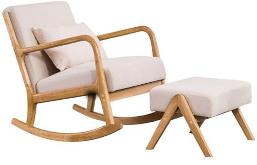LOERSS Schaukelstuhl,Mordern Nursery Glider Rocker Lounge-Sessel,Outdoor-Innenraum,Allwetter-schaukelstuhl,Glider,Mit Gepolstertem Sitz,Bequeme Rückenlehnenneigung,Für Erwachsene,Wohnzimmer
