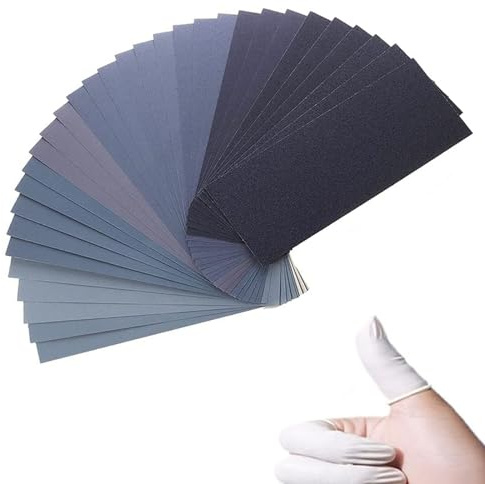 Extra Fine Sand Paper 120 to 20000 High Grit, 22 PCS Sandpaper Sheets with 3 Finger Cots, Assorted Wet Sanding Paper Automotive Sandpaper Assortment, for Car Wood Metal Furniture 9.1 x 3.6'' (22 PCS)