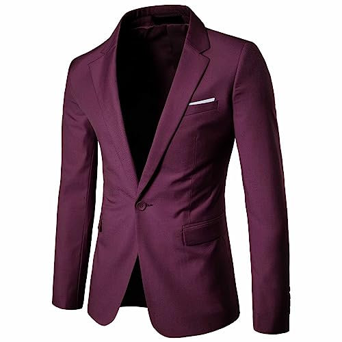 Giacca da uomo con un bottone slim fit cappotto sportivo business quotidiano inverno ciclismo abiti da uomo, Rosso, XXXXXXL