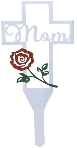 Yardenfun Gedenkkreuz Aus Metall Friedhofspfahl Mit Gedenkschild-Ornament Gartenkreuzpfahl Für Angehörige Gedenkpfahl Für Verstorbene Bodenschmuck Für Friedhofsdekorationen
