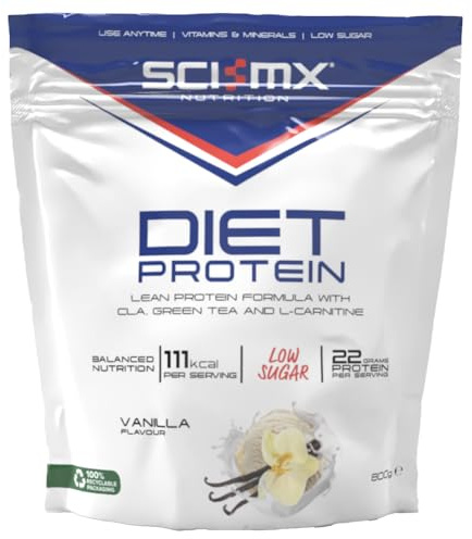 SCI-MX Diet Whey Protein Powder - Protein Shake + Vitamins & Green Tea, CLA & L-Carnitine - Vanilla • Low Sugar • 111 Calories per Serving • 800g