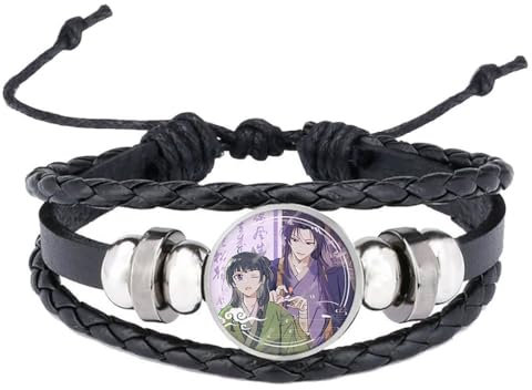 SUJEBRAN Tagebücher der Apothekerin Leder Armband Mehrlagiges Gewebtes Vintage Armbänder Anime Verstellbare Länge Leder Armreif Schmuck (03)