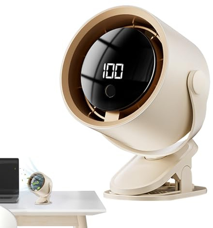 Generisch Ventilateur à pince pour voiture, 100 vitesses, rechargeable par USB, silencieux, avec écran LED, pour activités de plein air, bureau à domicile, camping, camping-car, longs trajets en