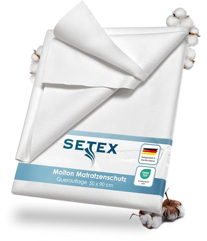 SETEX Molleton Madrasskydd – 100 % bomull, vit, bomull, vit, 50 x 90 cm Doppelpack