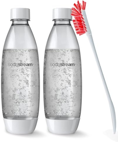 sodastream Sodastream Source, 2er-Pack originale, weiße, wiederverwendbare Sprudelwasserflaschen, 1 Liter, BPA-frei, passt nur in Sprudelwasserbereiter der Marken Play, Source, Power, Spirit und Fizz