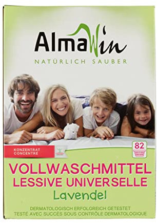 AlmaWin® Vollwaschmittel Pulver [4,6kg - 88 Ladungen] mit Lavendel-Duft für strahlende Reinheit - Waschmittel Pulver für alle weißen & farbechten Textilien [30-95°C] - Veganes Voll-Waschpulver