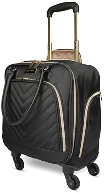 Kenneth Cole REACTION Chelsea Chevron Quilted Luggage, Black, Underseater, 17-Inch Carry On