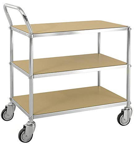 ESD-Tischwagen 150 kg, mit 3 Böden, LxBxH 850 x 435 x 950 mm, verzinkt