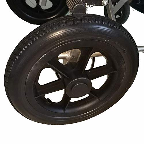 12 Pouces roulettes de Roulette arrière en Caoutchouc Solide Assemblage, Roue de Fauteuil Roulant antidérapante avec roulement en métal Noir, Gris 1 Paire