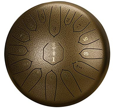 12-Zoll-15-tone-Stahlzunge-Trommel-Percussion-Tamburin Mit Trommelstäbchen, Musikbuch, Aufkleber, Fingerbetten, Aufbewahrungstasche, Für Persönliche Meditation, Yoga, Zen (Color : A)