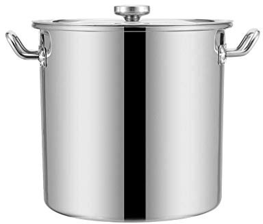 WHLMYH POT Zuppiera con coperchio, 25 cm in acciaio inox, coperchio a induzione in acciaio inox, rapida conduzione del calore, facile da pulire, argento, 40 cm x 40 cm