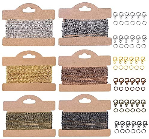 Gativs Halskette Ketten 6 Farben Kabelkette Halskette Kettenband Ketten Gliederkette Halsketten Ketten Selber Machen Ketten zum Selber Machen Ketten Set mit karabinerverschluss und biegeringe