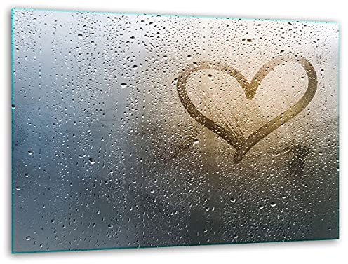 TMK, tagliere in vetro, 40 x 30 cm, con motivo a cuore, piastra di copertura per fornelli, vetro decorativo