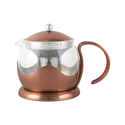 La Cafetière Izmir Teekanne aus Glas, lose Blätter, 1 l, mit Teesieb, 4 Tassen (Kupfer)