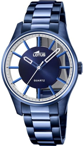 LOTUS Reloj Hombre Analógico de Acero Inoxidable 316l Azul - Movimiento de Cuarzo - Cristal Mineral de Alta Resistencia - Resistente al Agua 5 ATM 18904/1 Special Prices