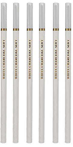 Mumusuki Art Drawing Pencils, 4 mm Weißer Kern 6 Stück Weiße Kohlestifte Soft Medium Hard High Gloss Art Pencils Zum Zeichnen von Schattierungen Skizzieren von Skizzen und Zeichenstift