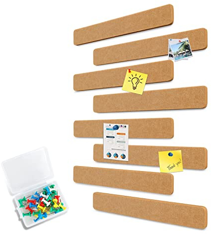 Uoisaiko Stång i filttavla, 33 cm x 5 cm, 8-pack anslagstavla med 40 trycknålar, hemmakontor anteckningstavlor filt väggplattor