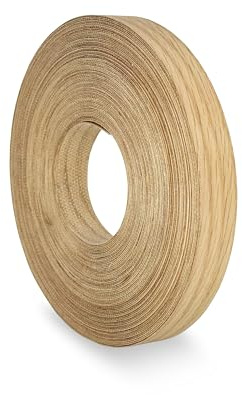 Red Oak Edging 40 mm x 7.5 m Pre Glued Adhesive Real Wood Veneer Edge Banding Tape Kitchen Cabinet Repair Worktop Laminate Shelf Table Door Cupboard Plywood Formica Chipboard Furniture Strip Wood Trim
