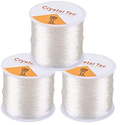 Filo elastico elasticizzato da 0,6 mm per bracciali, 3 rotoli di cordoncino, elastico per braccialetti e gioielli