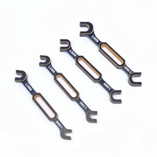 KingVal 4PCS Wrench 3.0/3.2/3.5/3.7/4.0/5.0/5.5/6.0mm Turnbuckle Nut Ball Joint Remover RC Universal Repair Tool Compatible with RC Car Boat RC Drone (Gold)