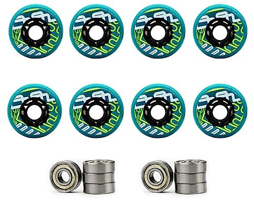 JHKJ Inline-Rollen, Ersatzrollen, 85 A, 72 mm, 76 mm, 80 mm, mit Lager, Inline-Rollen, hohe Elastizität, Ersatzrollen, 8 Stück,Cyan,72mm