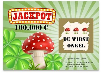 Nastami Schwangerschaft verkünden mit GLÜCKSLOS zum Rubbeln Rubbellos Schwangerschaft (Onkel)