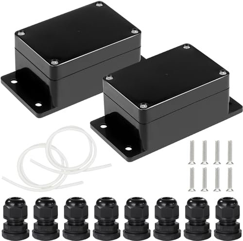 FAELNK Junction Box IP65 Waterproof Pack of 2 Junction Box Surface-Mounted Distribution Box ABS Empty Housing Plastic Small 100 x 68 x 50 mm for Wet Room Electrical Box