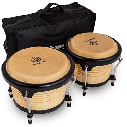 BAHAMUT Bongo Drum Set, 7+9 Wooden Bongos Gift for Adults, Ideal for Professional Players, Comes with Tuning Wrench & Waterproof Bag