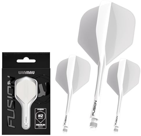 WINMAU Darts Fusion Integrated Flight & Shaft System - No.2 Shape und Design - Verfügbar in Kurz, Intermediate & Medium erhältlich