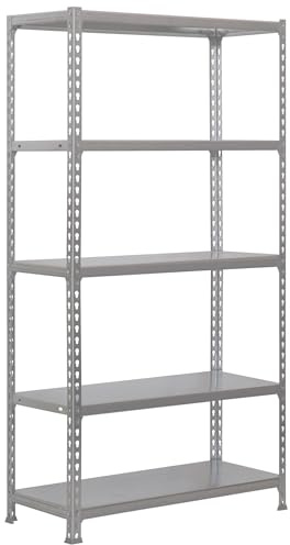 SimonRack Étagère Rangement et 5 Niveaux, 180 kg Capacité de Charge et Point de Flexion, 2000x1000x500 mm, Étagère Charge Lourde, Étagère Garage, Gris/Galvanisé - Simonclick