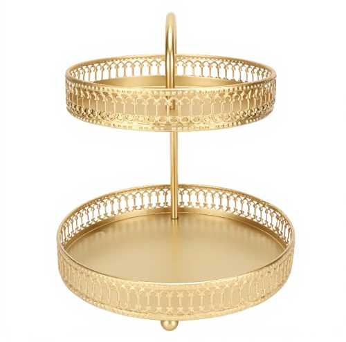 Alzatina per Dolci 2 livelli,Vassoio Rotondo Biscotti Supporto per Cupcake Decorativo Elegante Torte in Piedi Portafrutta per dolci per Feste e Matrimoni Vassoio per Frutta, Antipasto, Dessert