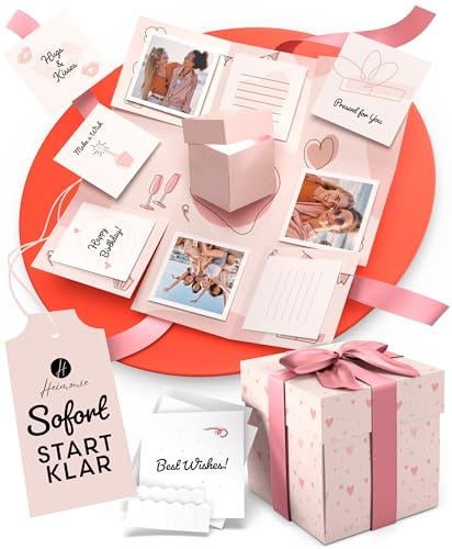DIY Explosionsbox Geschenkbox Set zum selber basteln - Pop Up Foto Überraschungsbox - Geschenk Box Bastelset als Geburtstagsgeschenk, personalisiertes Geschenk