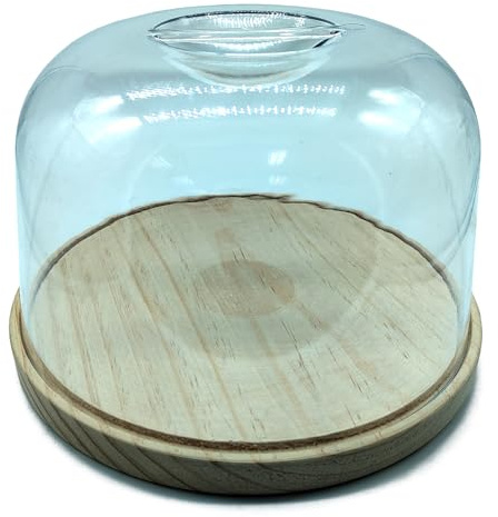 Acan Tradineur - Formaggiera rotonda con coperchio in metacrilato, base in legno, ideale per conservare formaggio, salumi o altri alimenti, Ø 22 x 13 cm