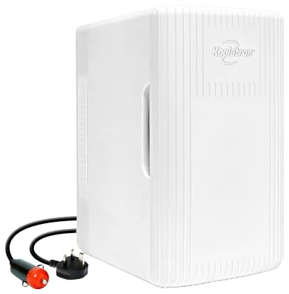 Koolatron Retro 6L Mini Fridge For Bedrooms Small 12V Portable Cooler Warmer Refrigerator 8 Can Table Top Quiet Mini Fridges For Skincare Food Drinks Kids Home Car & Travel White