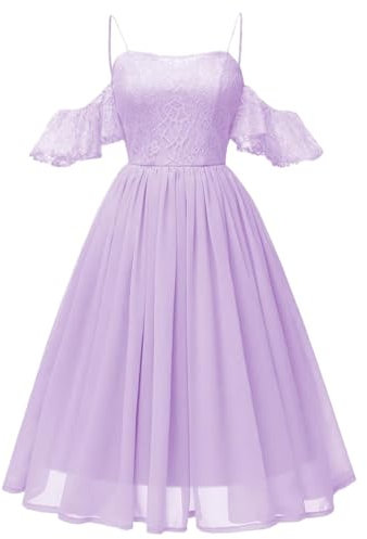 WSEYU Homecoming Gowns Robes de demoiselle d'honneur à manches courtes en dentelle pour les juniors, lilas, 36