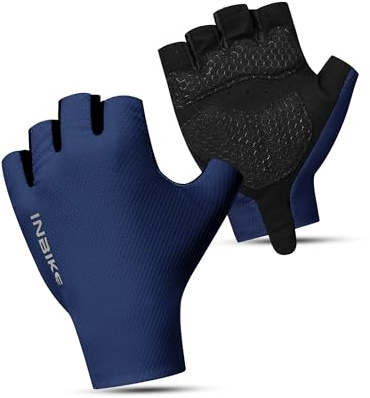 INBIKE Fahrradhandschuhe Herren Damen MTB Moutainbike Rennrad Handschuhe Sommer Haslbfinger Fingerlos Radsport rutschfest Stoßfest Elastisch Reflektierend Atmungsaktiv Radsport Multifunkton Blau S