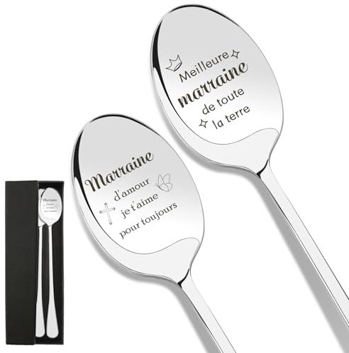 Kzikbxh Cadeau Marraine Remplissage Chaussette Noël Ado, 2 Pièces Cuillère à Café en Acier Inoxydable, Idée Cadeau pour Parrain et Femme, Cadeau Anniversaire Original