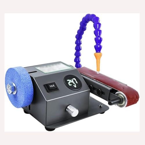 LHQYA Levigatrice da Banco Ad Umido, Mini Affilacoltelli Elettrico con 10 Nastri Abrasivi, Regolazione della velocità 0-13000 Giri/min, per Legno/smerigliatura Lucidatura Metallo