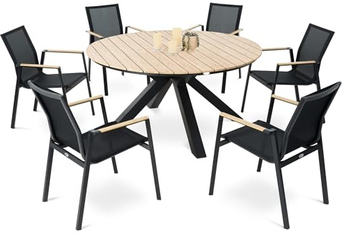 di volio Gartenmöbel-Set rund für 6-8 Personen aus Aluminium Outdoor Ozzano