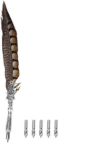 OPPWONG Federstift, Federkiel und Tintenset, Kalligraphiestifte Zum Schreiben mit Leichter Zinklegierung und Feder für die Inneneinrichtung (QAS1)