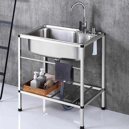 Küchenspüle Spültisch Küchenwaschbecken Edelstahl Single Bowl Waschbecken Innen Freien Spülbecken Mit Wasserhahn Und Ablassvorrichtung Handwaschbecken Gewerbespüle Außenspüle