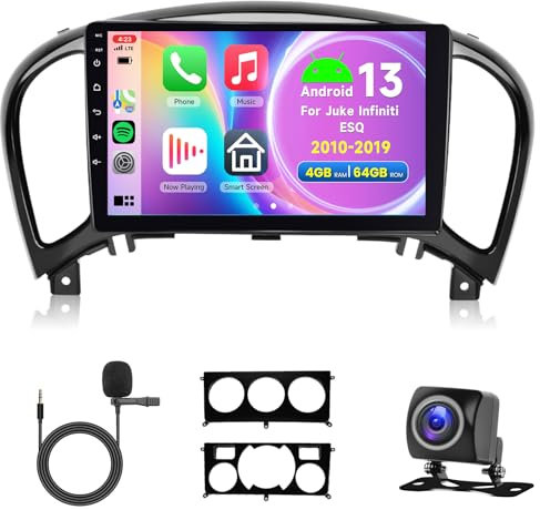 4G+64G 8 Core Autoradio per Nissan Juke J15 2010-2019/YF15 Infiniti ESQ 2011-2017 Android 9 Pollici Touchscreen GPS Carplay Android Auto, 2 Din Radio Bluetooth DSP WiFi RDS Camera Stereo per Nissan