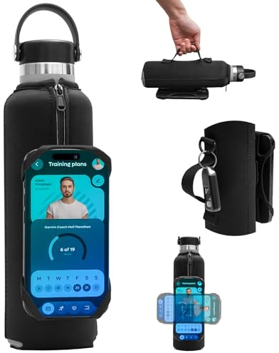 Cikyner Wasserflaschenhalter Tragetasche Nur für 709ml/24oz HydroFlasK，Trinkflasche Halter mit Griff 360° Drehbar & Abnehmbar Neoprene Handy-Wasserflaschenhalter Gym Zubehör für 4.5-7'' Mobiltelefon