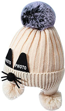Amxleh Babymütze Wintermützen für Kinder im Alter von 0 bis 10 Jahren, Wollmützen für Babys, Ohrenschutzmützen für Jungen und Mädchen Sowie Samtwarme Strickmützen