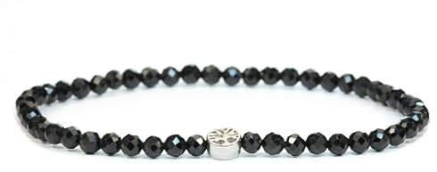 LAKADA Echtes Edelstein Armband mit facettierten 4mm Perlen und Edelstahllebensbaum Heilstein Schutzstein Edelsteinarmband Glücksbringer Talisman Geschenk