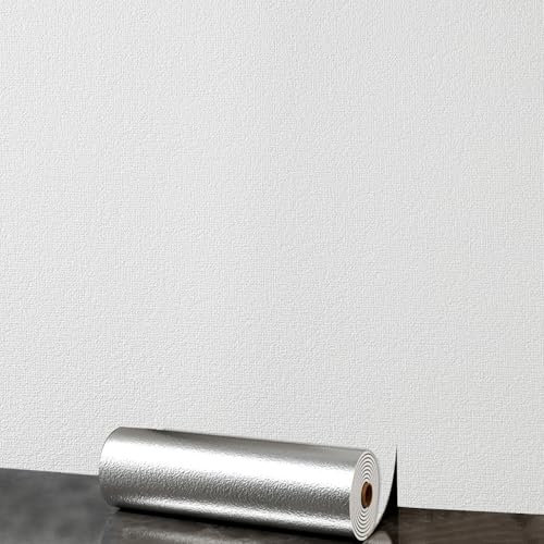 Anttyscar 2Roll Self Adhesive Thermal Insulation Wallpaper - White Textured, 3mm Thick Wall Insulation Panels Thermal Wallpaper Stickers for Living Rooms - Thermal Wallpapers for Cold Walls