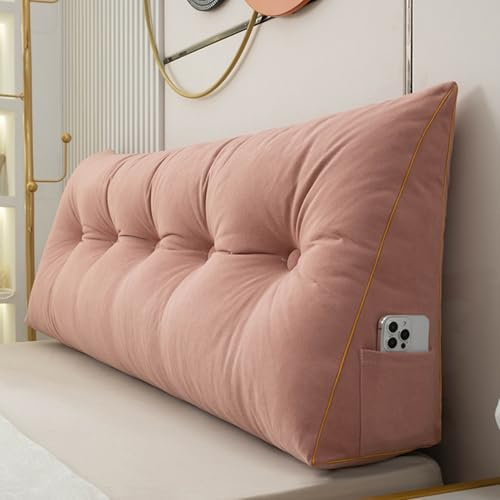 Keil-Rückenkissen für Bett und Couch, 50 cm, Lendenwirbelstütze, Lesekissen, Kopfteil, Rückenlehne, Buchkissen für ultimativen Komfort, 200 x 50 x 20 cm, Rosa