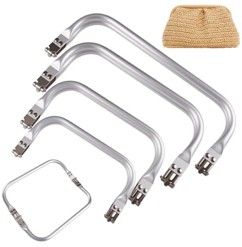 4 Piezas Boquillas para Bolsos, Marco de Aluminio para Bolsos, Boquillas Monederos Metalicas, Cierre de Beso Interior, Marco de Bolsillo, para Hacer Monedero, Neceser, Bolsas, 16cm 18cm 20cm 25cm